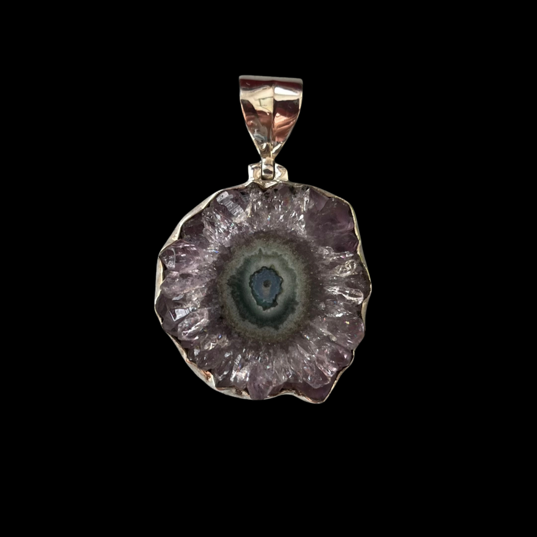 Mala necklace and amethyst pendant