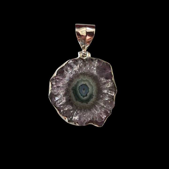 Mala necklace and amethyst pendant