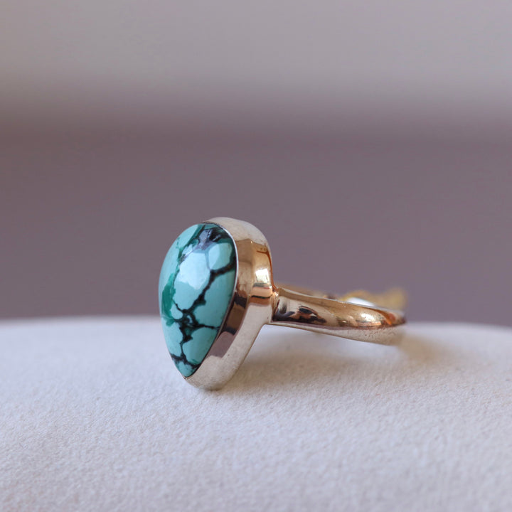 Silver turquoise ring - size 57 - BS030
