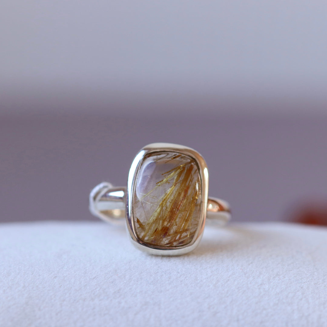 Silver ring with rutile quartz - size 56.5 - BS093