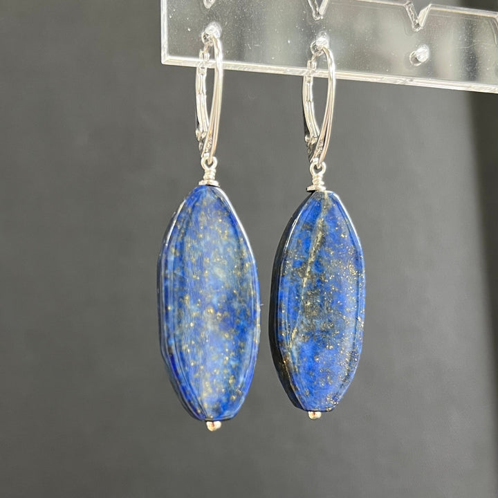 Earrings with lapis lazuli, in silver