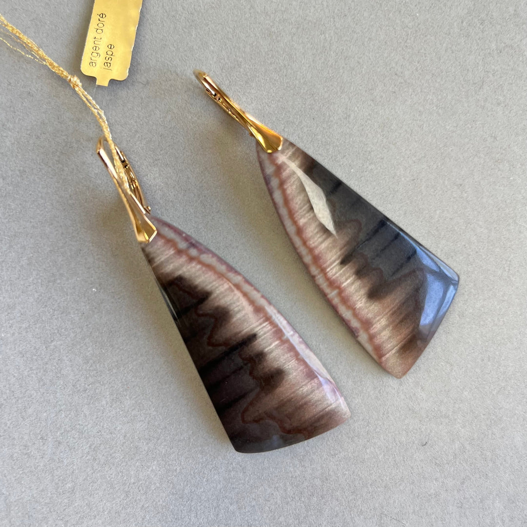 Earrings with jasper, in silver