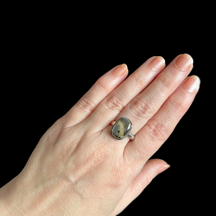 Silver schalenblende ring - size 56.5 - BS096