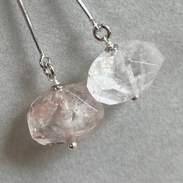 Earrings with rock crystal, in silver