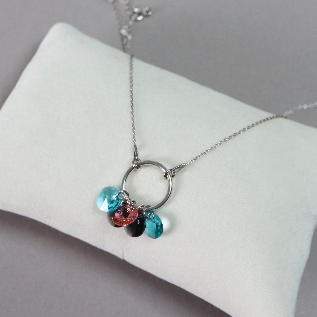 Collier avec cristaux Swarovski, argent rhodié, CONFETTIS