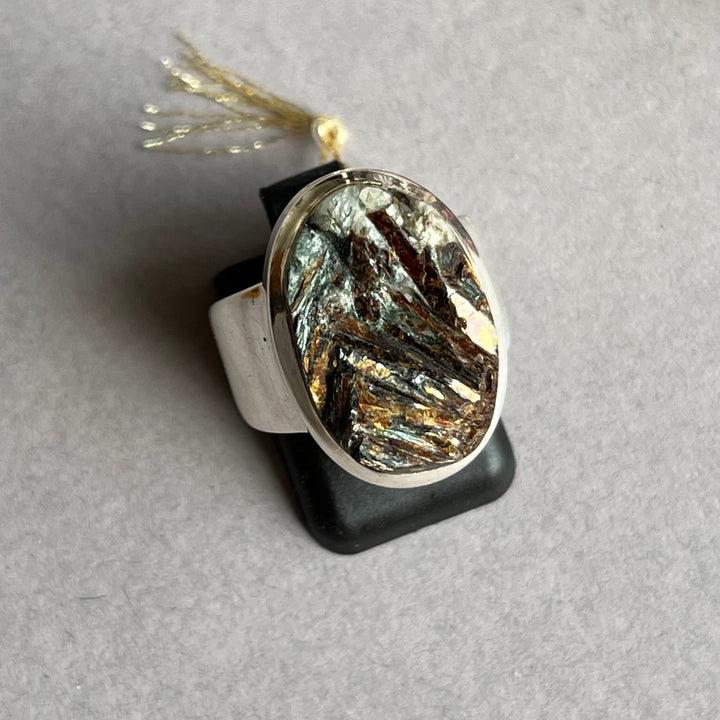 Silberring mit Astrophyllit, Größe 54, BS036