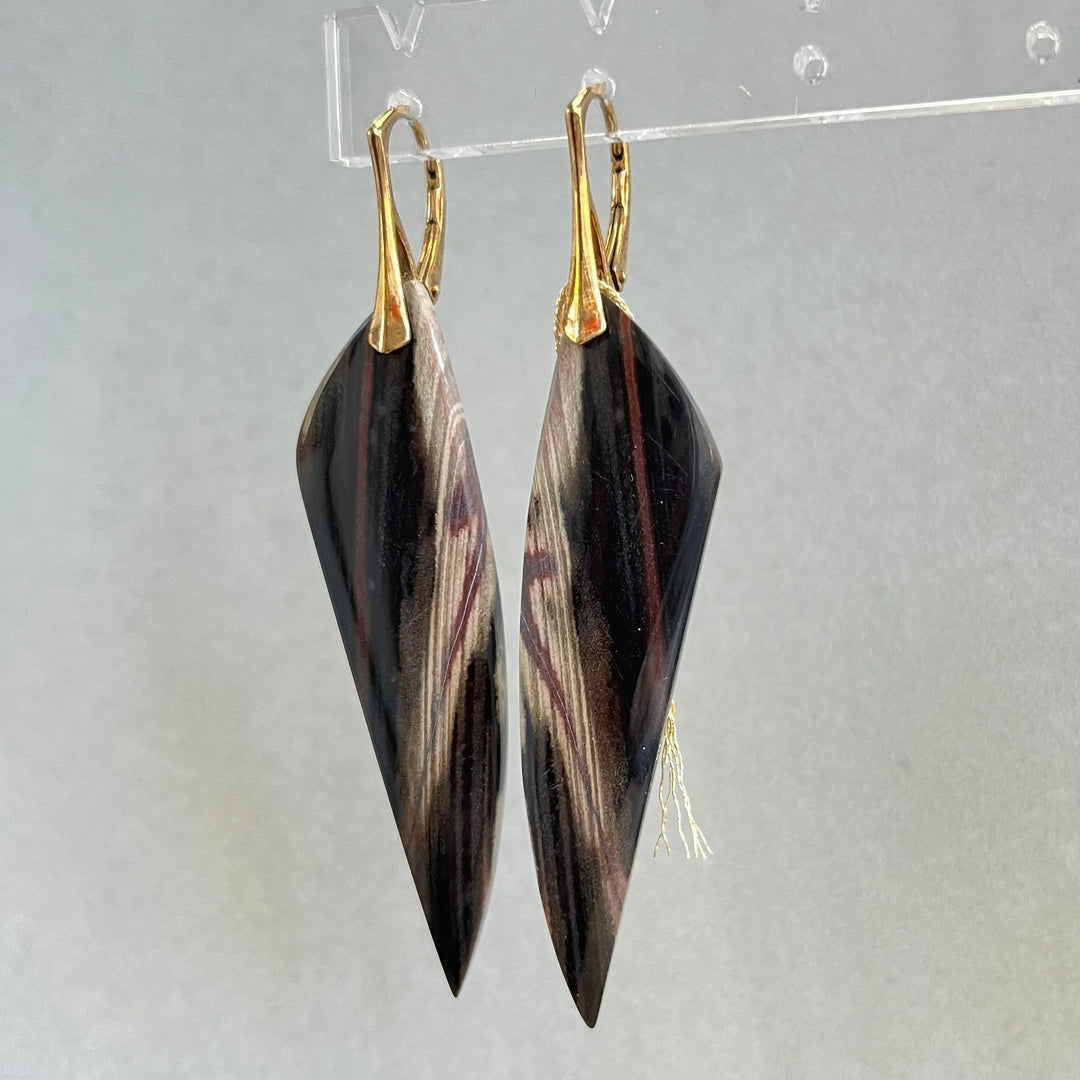 Earrings with jasper, in silver