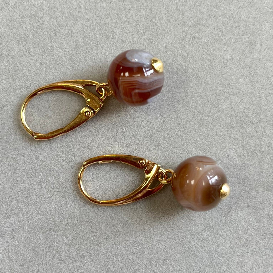 Earrings with agate, in silver