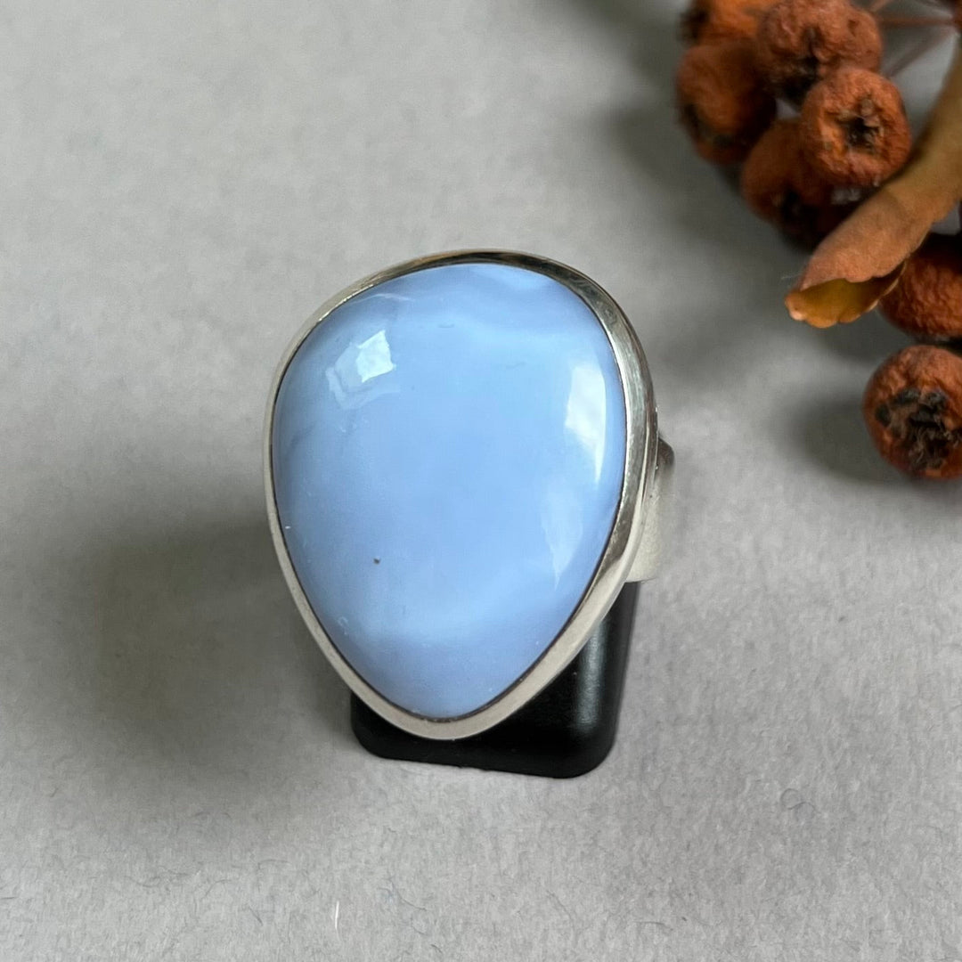 Silberner Chalcedonring – Größe 60 – BS063