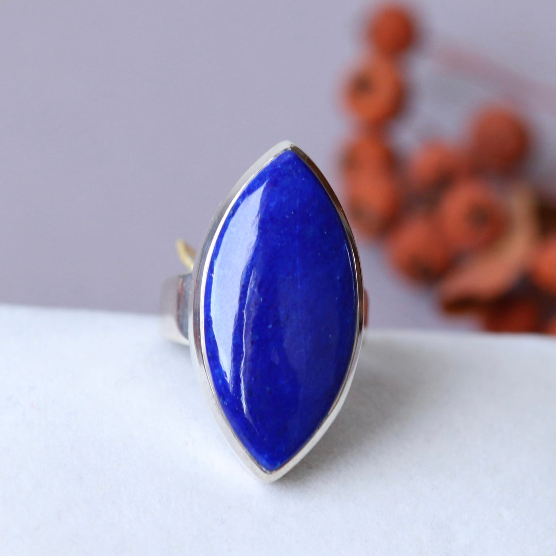 Silver ring with lapis lazuli - size 57 - BS021