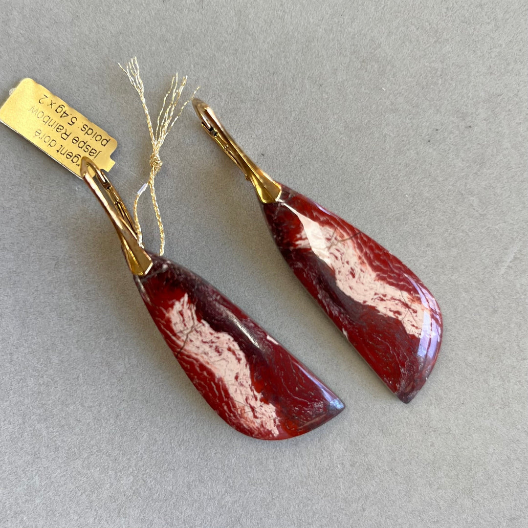 Earrings with red jasper, in silver