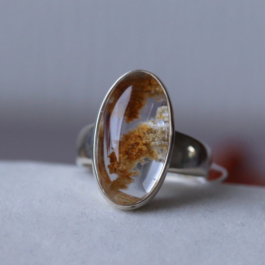 Silver ring with lodolite quartz - size 57 - BS037