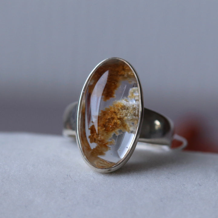 Silver ring with lodolite quartz - size 57 - BS037