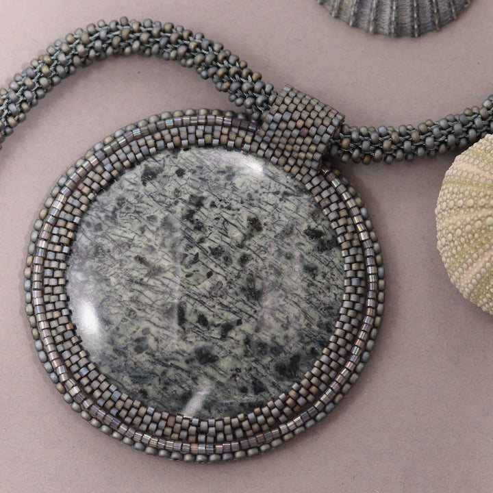 Necklace with listwaenite