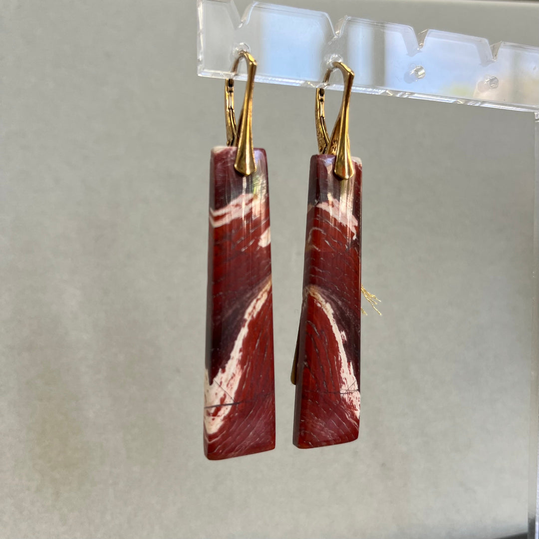 Earrings with red jasper, in silver