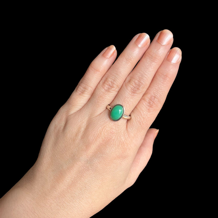 Silver ring with chrysoprase - size 60 - BS100