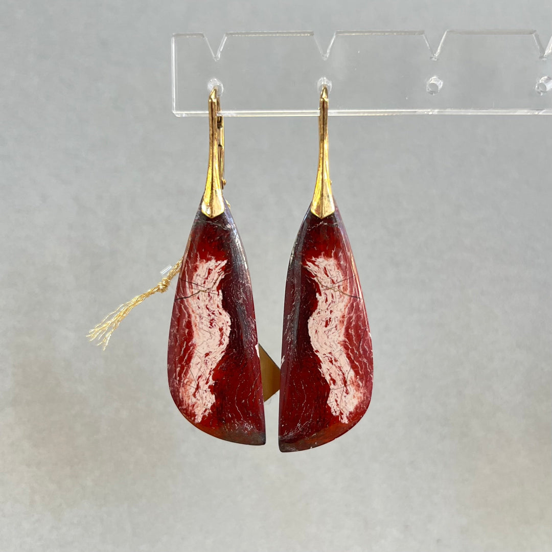 Earrings with red jasper, in silver