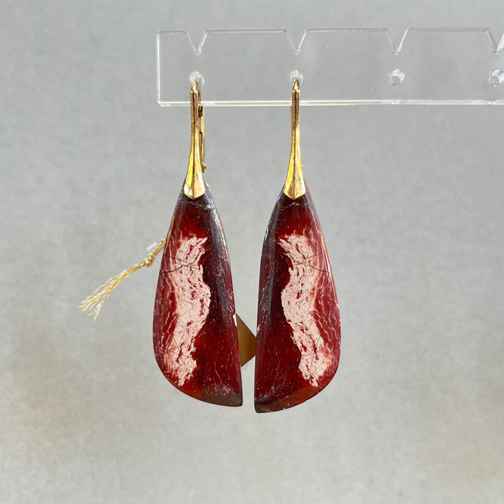 Earrings with red jasper, in silver