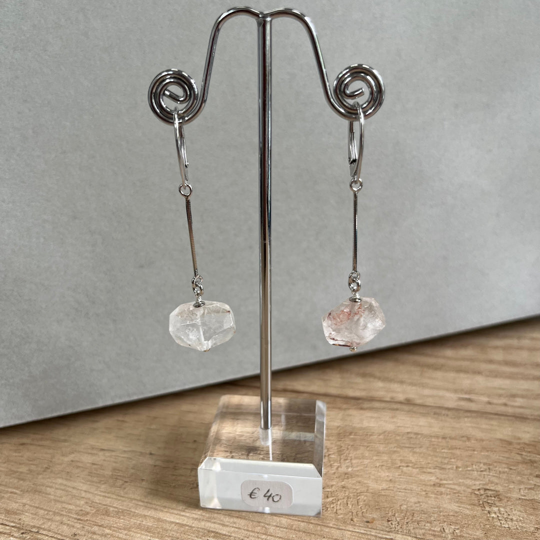 Earrings with rock crystal, in silver