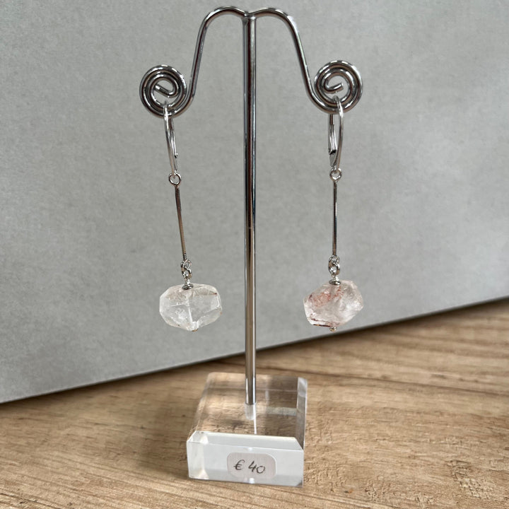 Earrings with rock crystal, in silver