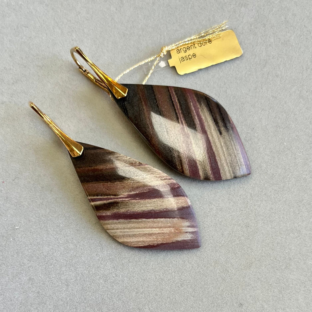 Earrings with jasper, in silver