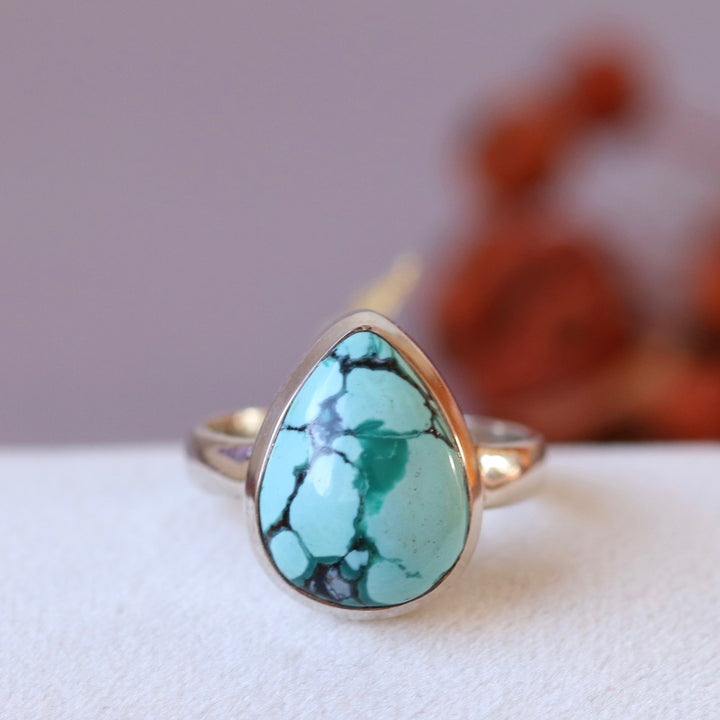 Silver turquoise ring - size 57 - BS030