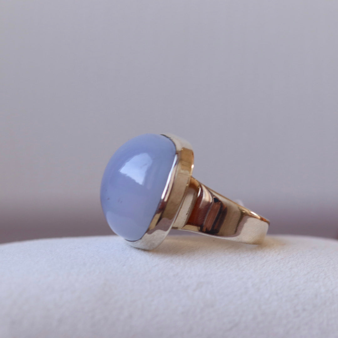 Silberner Chalcedonring – Größe 60 – BS055