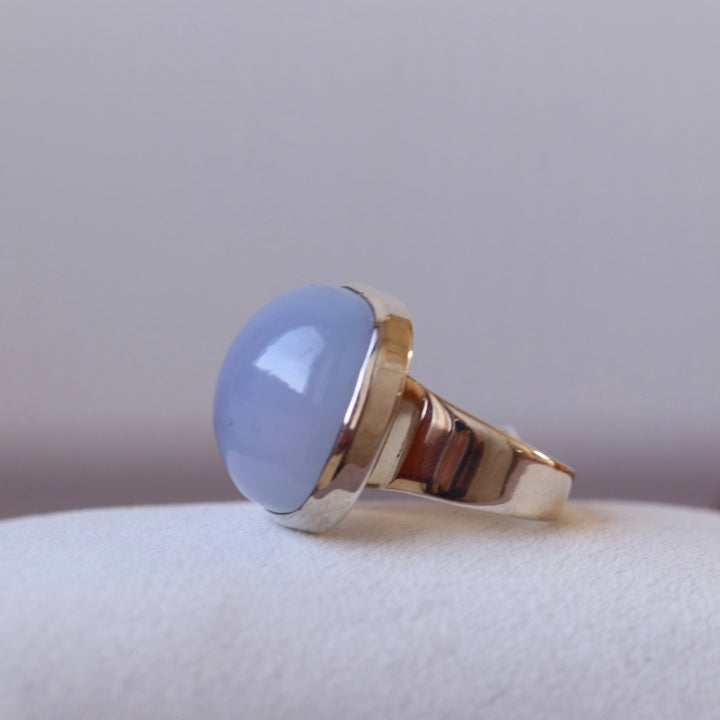 Silberner Chalcedonring – Größe 60 – BS055
