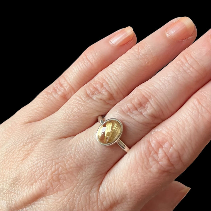 Silver ring with rutile quartz - size 57.5 - BS092