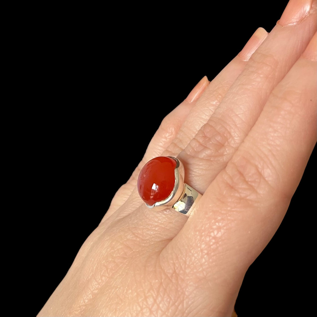 Silver carnelian ring - size 56 - BS076