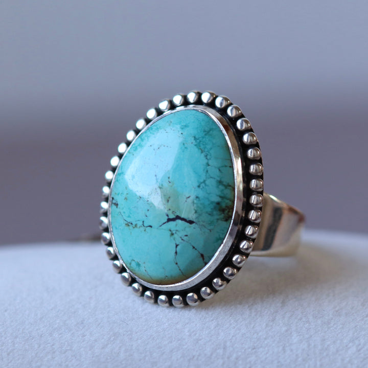 Ring mit tibetischem Türkis in Silber - Größe 60 - BS052