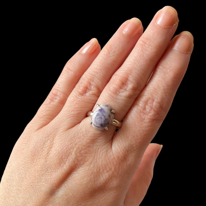 Silberner Tiffany-Ring mit Stein – Größe 59 – BS115