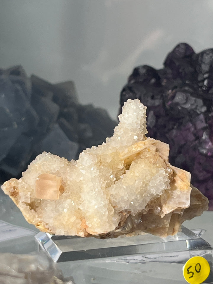 Pink fluorite quartz barite Marsanges Haute Loire France