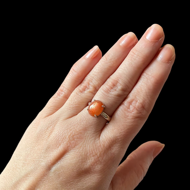 Silver sunstone ring - size 56 - BS097