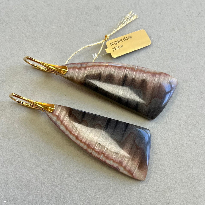 Earrings with jasper, in silver