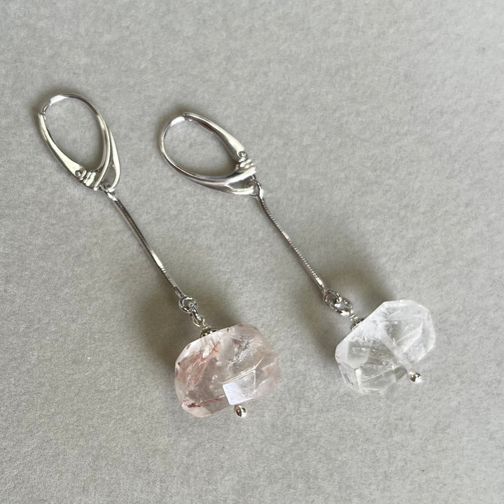 Earrings with rock crystal, in silver