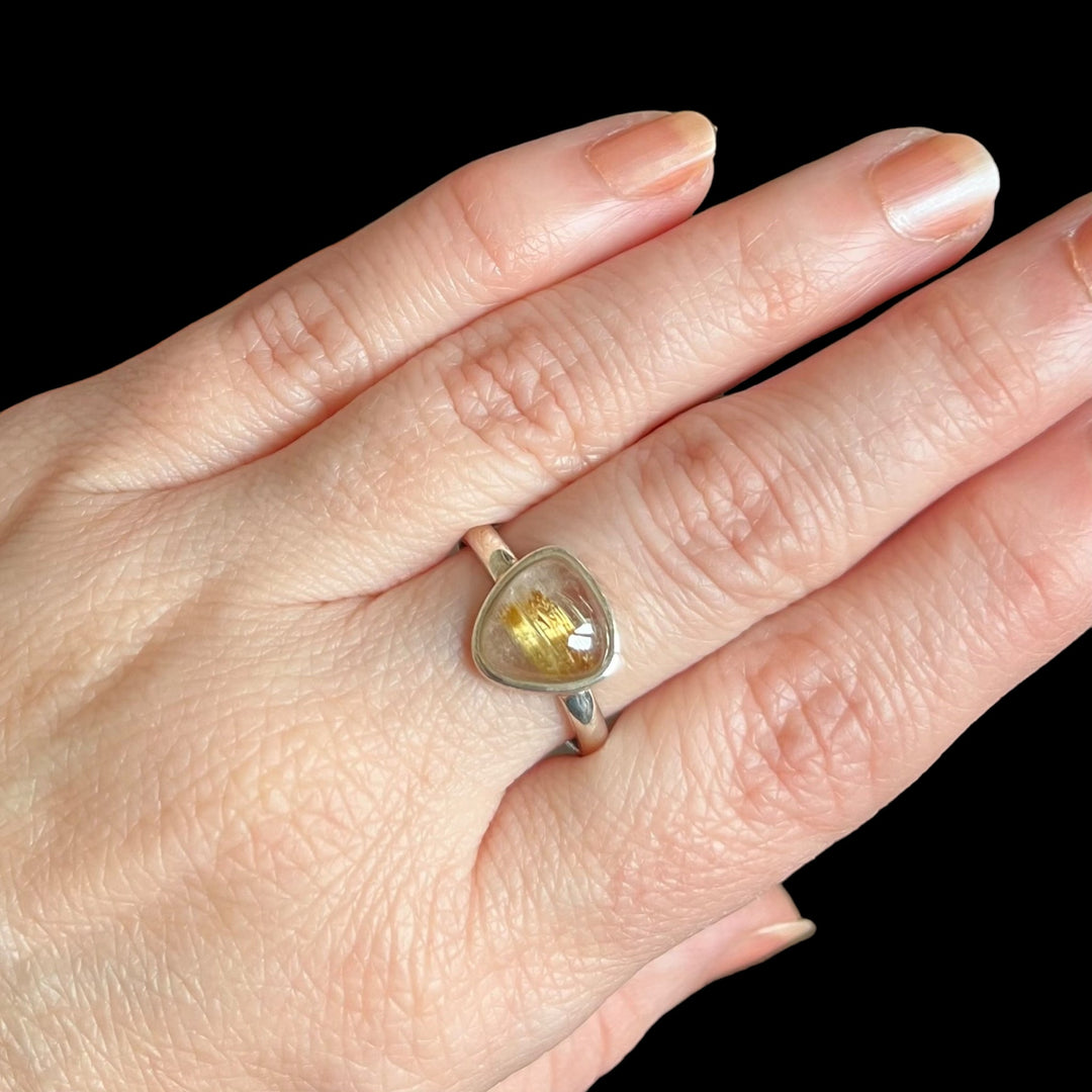 Silver ring with rutile quartz - size 61 - BS091