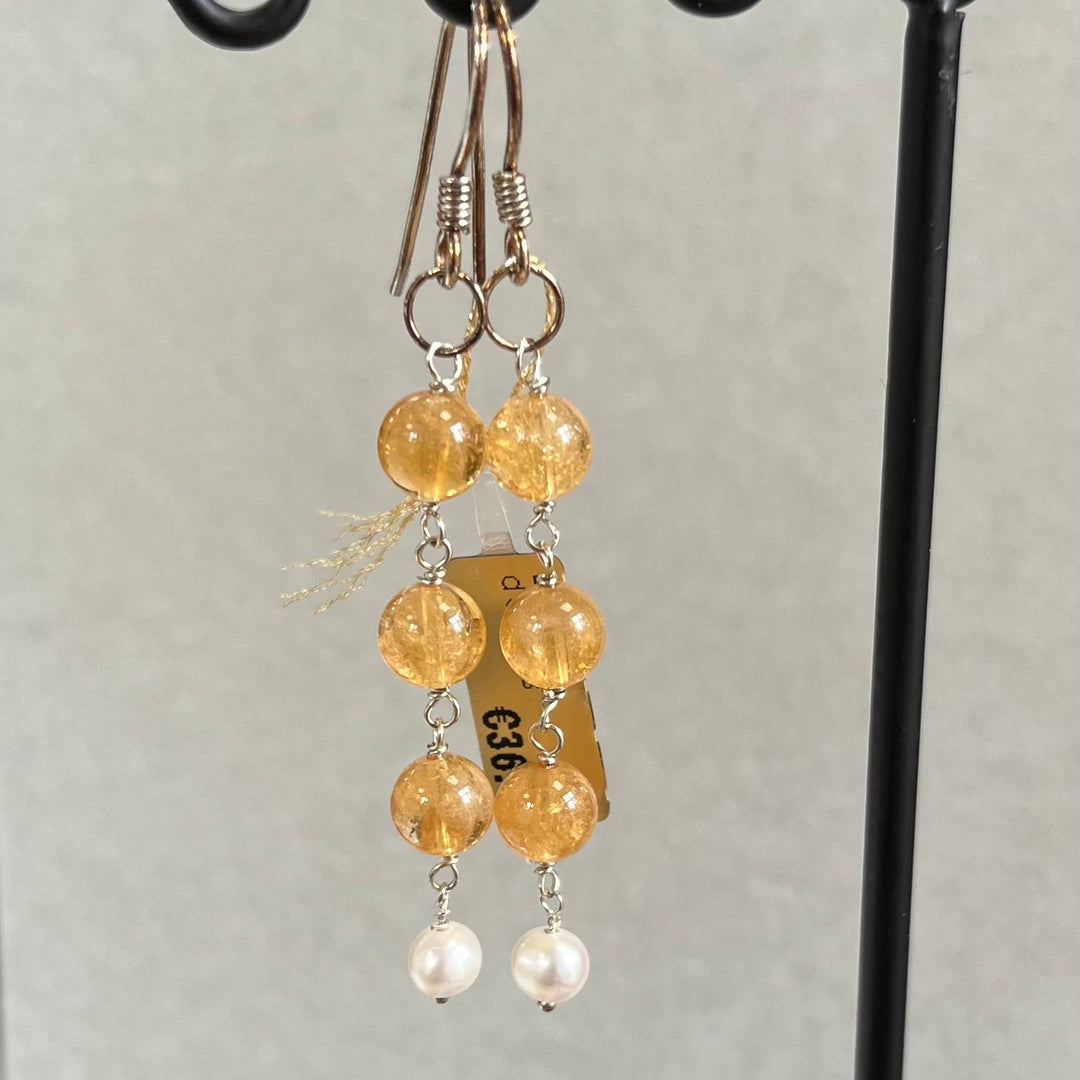 Silberne Ohrringe mit Citrin, aus Silber