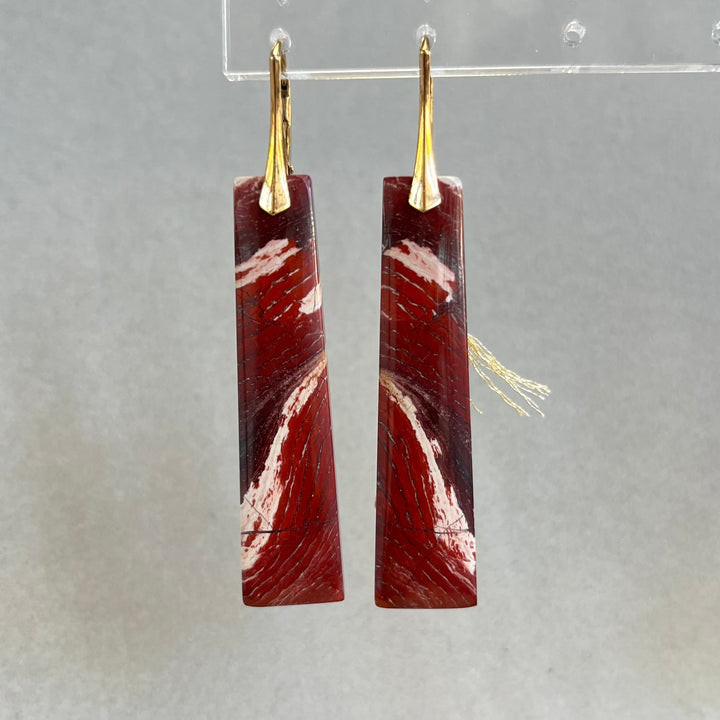Earrings with red jasper, in silver
