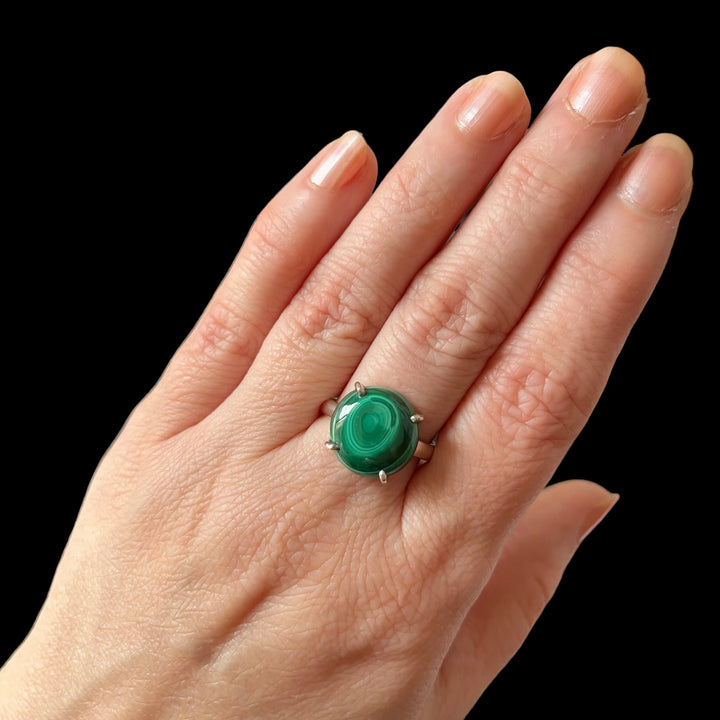 Silberring mit Malachit - Größe 59 - BS114