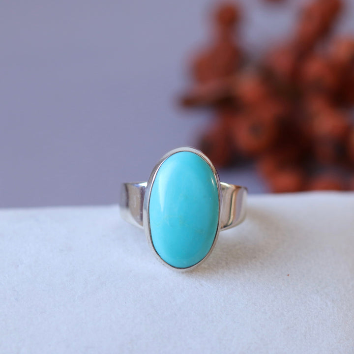 Silver ring with Mexican turquoise - size 60 - BS054