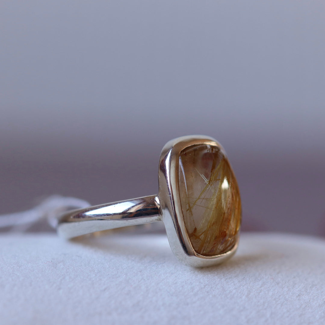 Silver ring with rutile quartz - size 56.5 - BS093