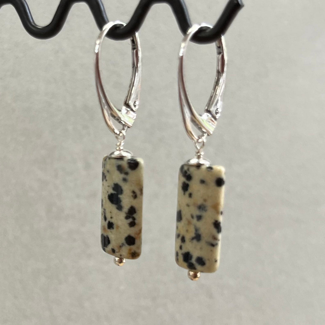 Earrings with jasper, in silver