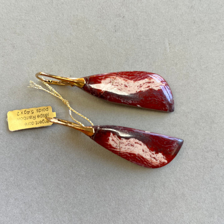 Earrings with red jasper, in silver