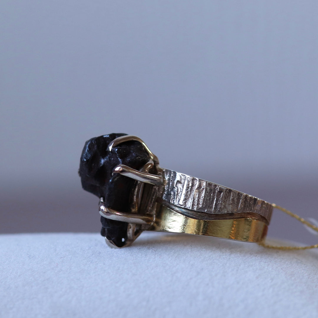Silver meteorite ring - size 56 - BS004