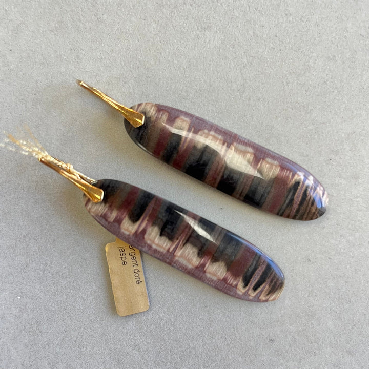 Earrings with jasper, in silver