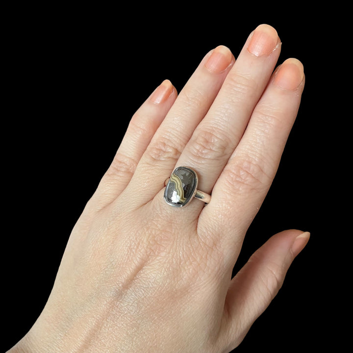 Silver schalenblende ring - size 56.5 - BS096