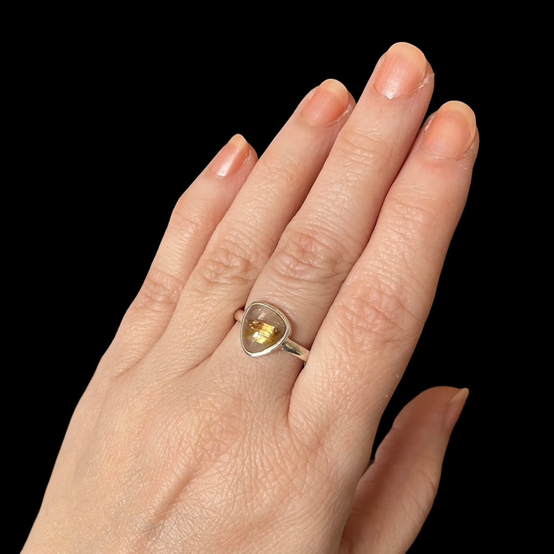 Silver ring with rutile quartz - size 61 - BS091