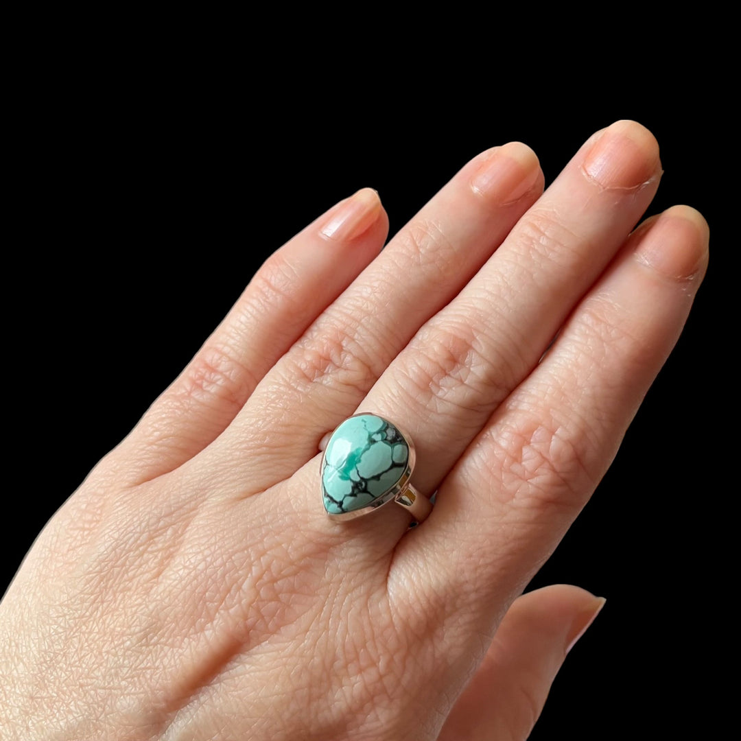 Silver turquoise ring - size 57 - BS030