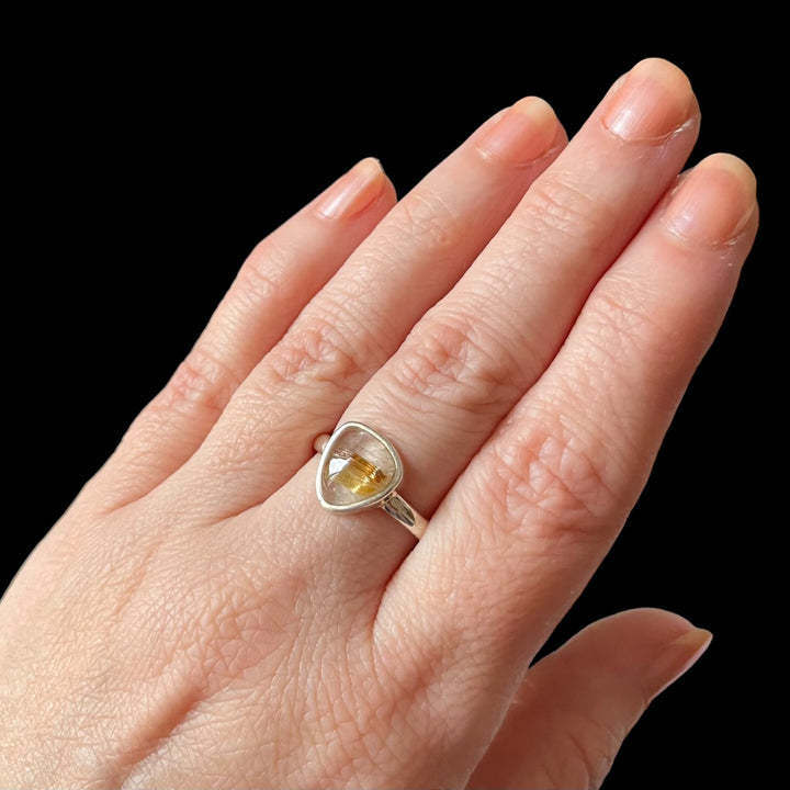 Silver ring with rutile quartz - size 61 - BS091